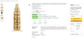 Pantene Óleo Nutritivo (95ml) por $40 en Amazon