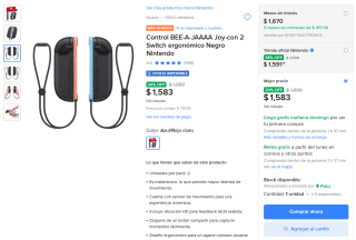Joycons Nintendo Switch por $1,583 | Oferta Mercado Libre