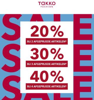 Tot 40% extra stapelkorting op de sale van Takko Fashion