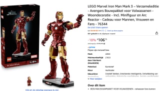 LEGO 76344 Super Heroes Marvel Iron Man Mark 3 voor €106,75 bij Amazon