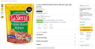 La Sierra Frijoles Bayos Refritos 400g por $11 en Amazon