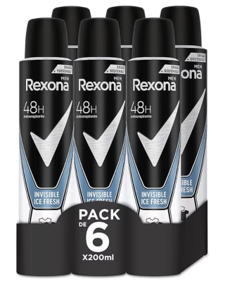Rexona Invisible Desodorante Aetosl para hombre Pack de 6×200ml por 8.34€.