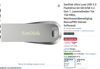 SanDisk Ultra Luxe 64GB USB 3.2 Flash Drive voor €10,99 bij Amazon