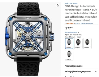 CIGA Design Automatisch herenhorloge – serie X SUV voor €277,20 bij Amazon