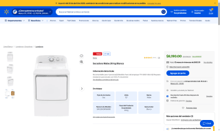 Secadora Mabe 20 kg Blanca por $7,713 | Walmart (BBVA o Santander 12 MSI)