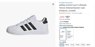adidas Grand Court Lifestyle kids schoenen voor €16 bij Amazon,