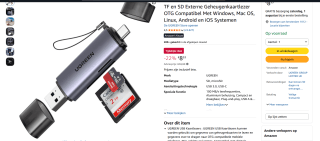 UGREEN USB 3.0 SD/microSD kaartlezer voor €8,53
