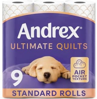 4 x Andrex Ultimate Quilts 3-ply Toilet Tissue 9 Standard Toilet Rolls - £11.05 / £9.