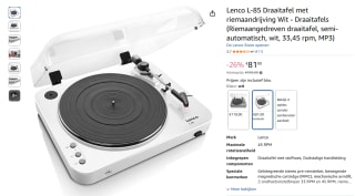 Lenco L-85 Draaitafel met riemaandrijving voor €81 bij Amazon
