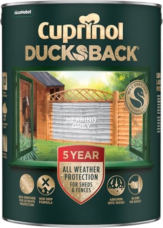 Cuprinol Cuprnol 5 Year Ducksback Herring Grey 5L - voucher