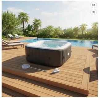 KIT TOUT INCLUS SUNSPA: spa gonflable carré 4 places et accessoires à 299,99€