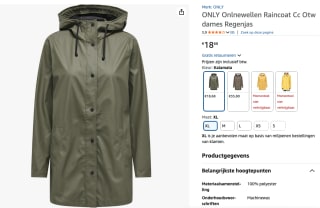 Only dames regenjas voor €18,68 bij Amazon