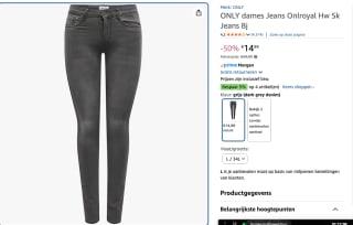 ONLY Skinny Jeans 'ONLRoyal' voor €14,99 bij Amazon