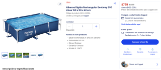 Alberca Rígida Bestway 690L por $799 | Coppel