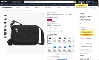 Bolsa Kipling Sabian 2L por $780 | Oferta Amazon