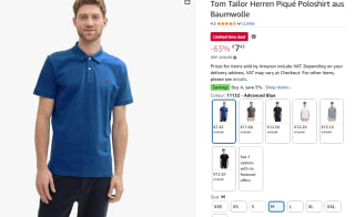 Tom Tailor blauwe herenpolo voor €7,43 bij Amazon