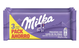 Milka Chocolate con leche de los Alpes, pack 3x90 g por 2,45€