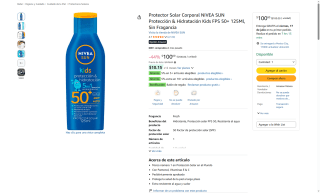 Protector Solar NIVEA SUN KIDS FPS 50+ por $100 | Oferta Amazon