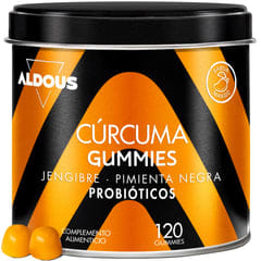 Cúrcuma + Jengibre y Pimienta Negra con Probióticos 120 Gominolas sabor Mango a 13.9€