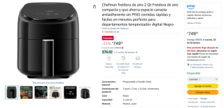 Freidora de Aire Chefman 2 Qt por $749 | Amazon