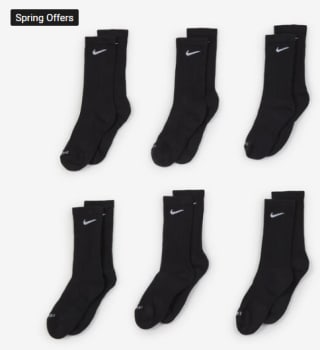 6 paires de chaussettes crew rembourrées - NIKE à 15€