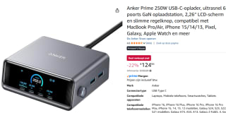Anker Prime 250W USB-C-oplader voor €124,95 bij Amazon