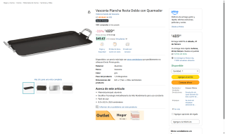 Plancha Recta Doble Vasconia Aluminio 80x62x28cm por $489 | Amazon