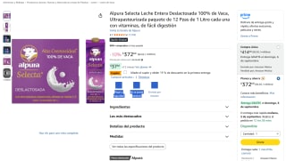 Alpura Selecta Leche Entera Deslactosada 12x1L por $317 en Amazon