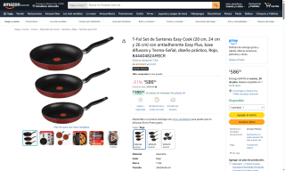 Set de Sartenes T-Fal Easy Cook 3 pzs por $587 | Oferta Amazon