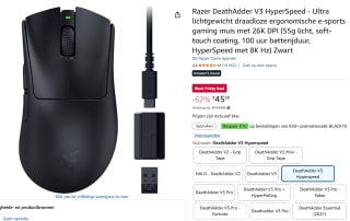 Razer DeathAdder V3 HyperSpeed Ultralichte draadloze ergonomische muis voor €45,98