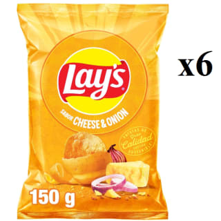6 Bolsas de Lay’s Patatas Fritas sabor Queso y Cebolla 150gr por 7.74€