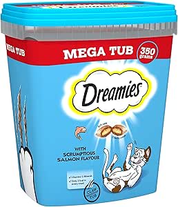 Dreamies Cat Treats, Tasty Snacks with Delicious Salmon Flavour, Pack of 2 (2 x 350 g