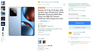 Realme GT 7T 12GB 256GB por $5,763 | Mercado Libre (Santander MSI)