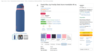 Owala FreeSip Steel 40 oz por $554 en Amazon