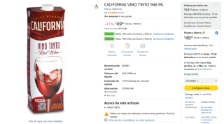 Vino Tinto California 946ml por $50 | Oferta Amazon