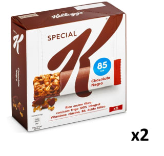 2 Paquetes de Kellogg's Special K Barritas de Chocolate Negro Pack 6 x 21.5g a 3.32€