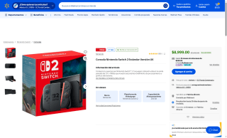 Nintendo Switch 2 Estándar por $7,649 | Walmart (BBVA MSI)