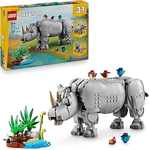 LEGO Creator 3 in 1 Wild Animals: Majestic Rhino with Birds voor €35,09 bij Amazon ES