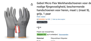 Gebol Micro Flex Werkhandschoenen voor €1 bij Amazon