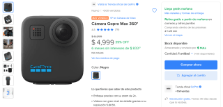Cámara GoPro Max 360° por $4,759 | Oferta Mercado Libre