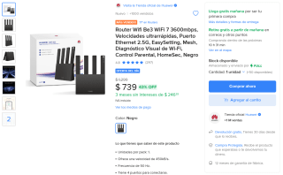 Router Wifi Be3 WiFi 7 3600mbps por $739 | Mercado Libre