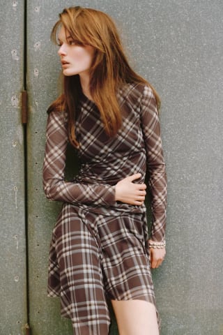 Vestido tul drapeado cuadros Zara por 5,99€