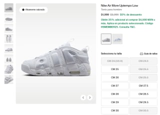 Tenis Nike Air More Uptempo Low por $1,999