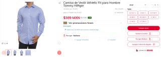 Camisa de Vestir Athletic Fit Tommy Hilfiger por $389 | Sears