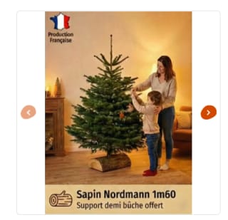 Sapin de Noël Nordmann naturel 140-160 cm avec support bûche à 53,90€