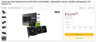 Tarjeta RTX 5070 Ti ASUS PRIME 16GB GDDR7 por $15,209 | PCEL