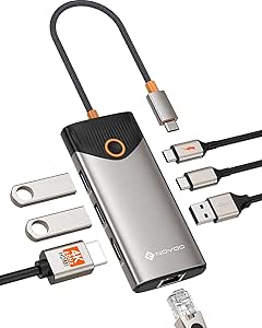 NOVOO USB C Hub, 7-en-1 Dock con HDMI 4K@60Hz, 1Gbps Ethernet, 100W PD por 19.48€