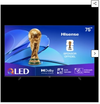 TV QLED 4K 75'' (189 cm) 75E7Q HISENSE à 599,99€