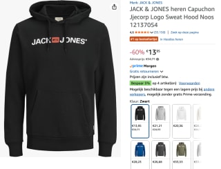 Jack & Jones Logo hoodie voor €13,96 bij Amazon