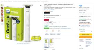 Philips OneBlade Intimate QP1924/10 por $549 en Amazon
